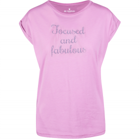 T-Shirt Rosa- Schrift Silber - "Focused and