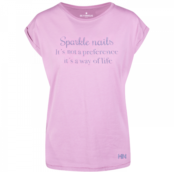 T-Shirt Rosa- Schrift Silber - "Sparkle nails.."