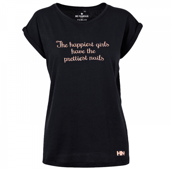 T-Shirt Schwarz- Schrift Kupfer - "The happiest girls.."