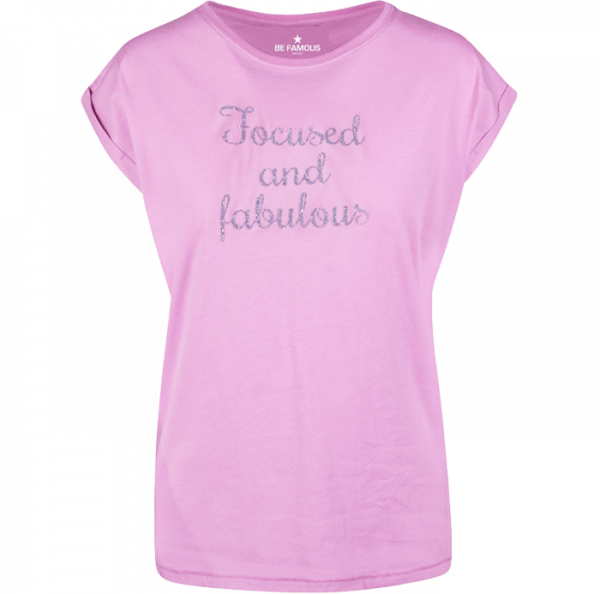 T-Shirt Rosa- Schrift Silber - "Focused and