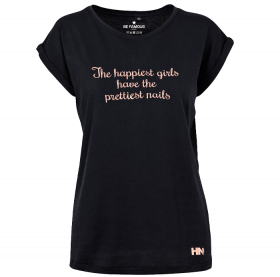 T-Shirt Schwarz- Schrift Kupfer - "The happiest girls.."