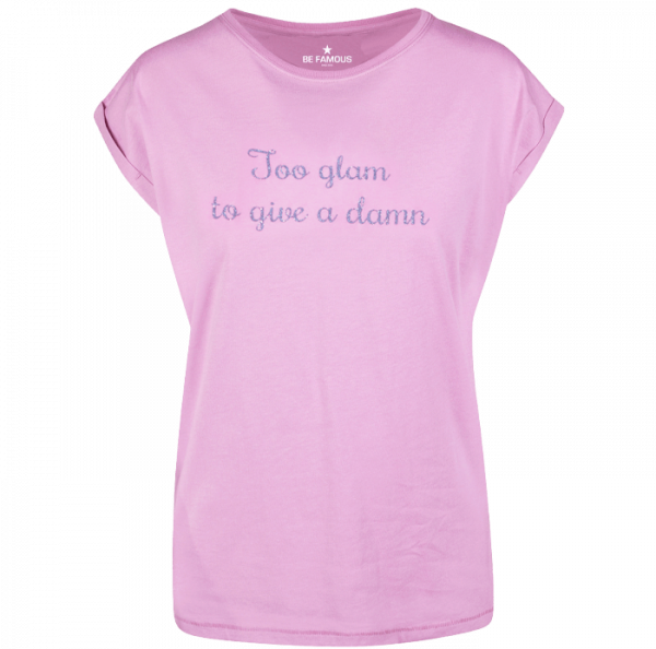 T-Shirt Rosa- Schrift Silber - "Too glam to