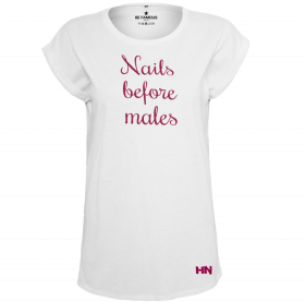 T-Shirt Weiß- Schrift Pink - "Nails before..."