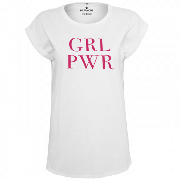 T-Shirt Weiß- Schrift Pink - "GRLPWR